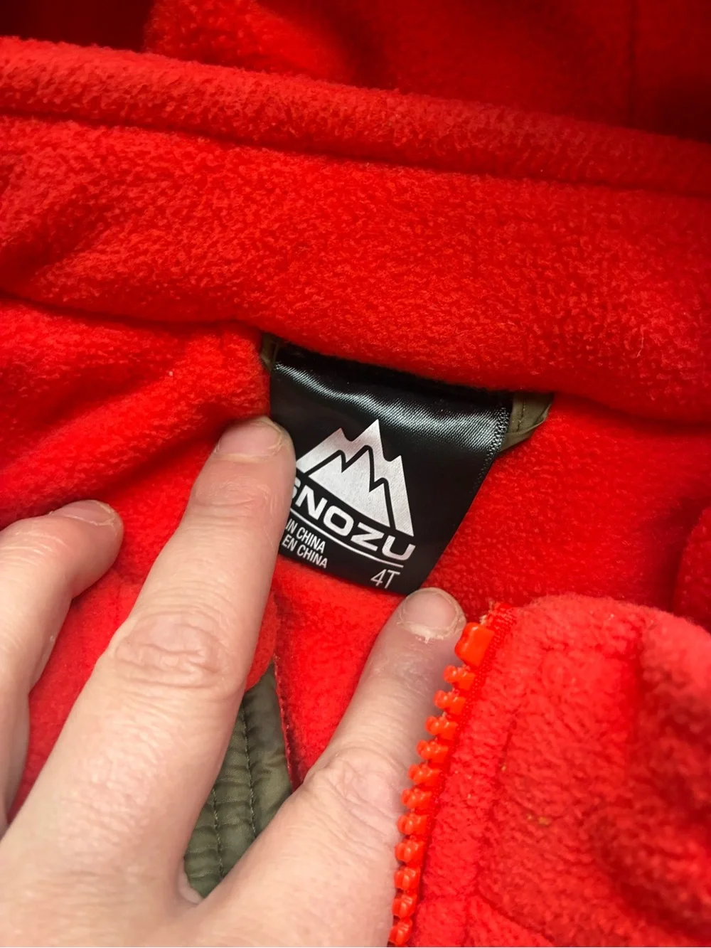 SNOZU Kids Hooded Puffer Jacket with Red Fleece Lining